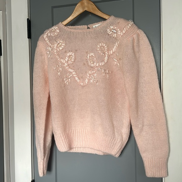 VINTAGE PALE PINK KNIT - Picture 1 of 7